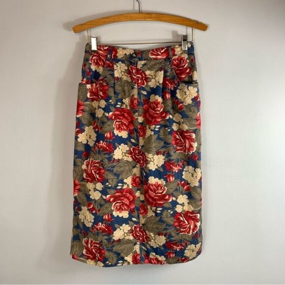 VTG Talbots Floral Pencil Skirt Midi Length Hight Waisted - Picture 2 of 10